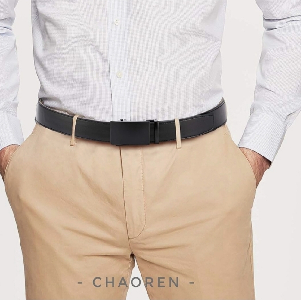 Chaoren Black ratcheting Leather Belt